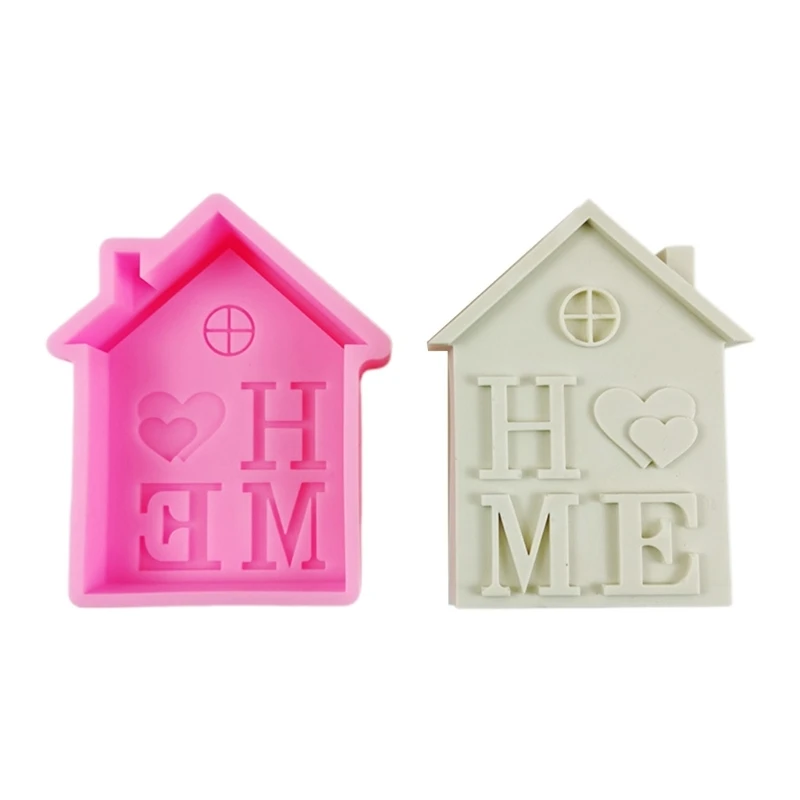 

E0BF Home Letter Silicone Mold Christmas Mold House Shape Resin Mold Cake Cupcake