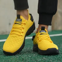 Men's Bright Yellow Outdoor Sneakers Breathable Mesh Construction Shock Absorbing Sports Shoes Stylish Trendy Adventure Footwear - Image 6