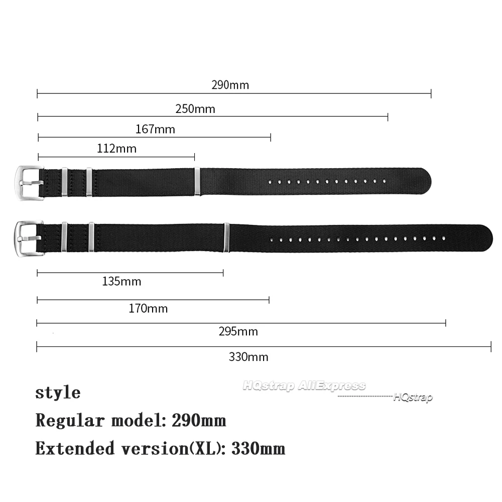 Enhanced Nylon Watch Strap - Universal Super Long Soft Wrist Band Replacement 33cm Bracelet