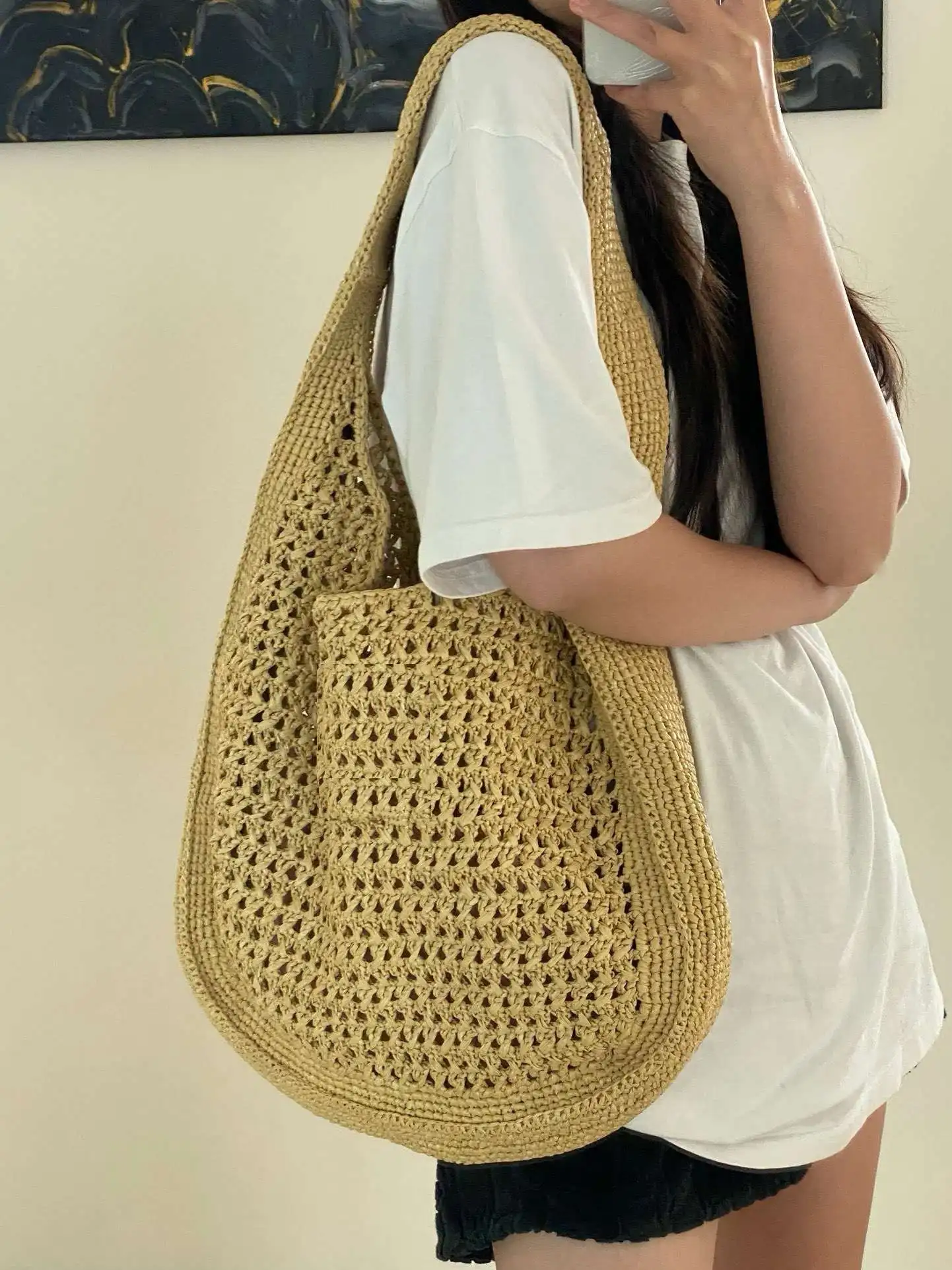 Hand-woven Underarm Hand Carrying Easy Matching, Large Capacity Straw Bag main image 1