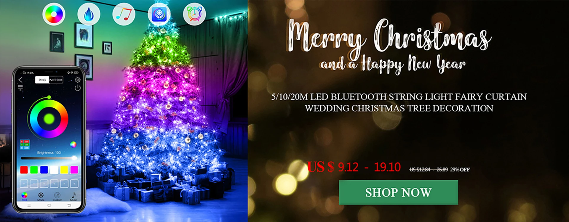 Christmas Ribbon Fairy Lights 13ft, Battery Powered LED Organza Christmas  Tree Ribbon with Copper Wire Fairy Lights for Weddings New Year Christmas