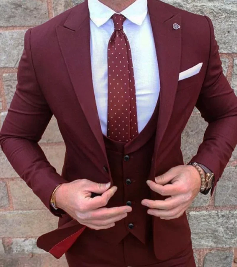 Green Wedding Prom Suit Slim Fit Men Business Groom Suit Party Dinner Tuxedo 3 Pieces Mens suits Jacket+Vest +Pants