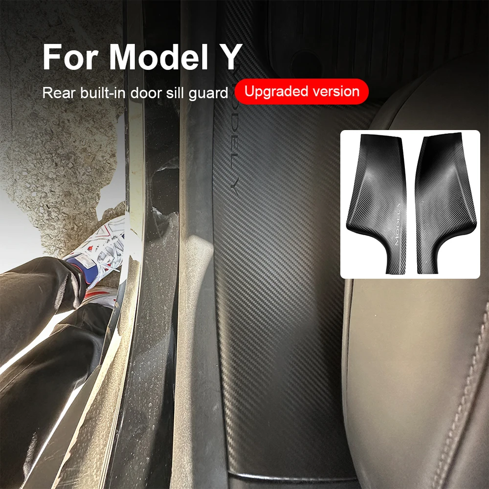 For Tesla Model Y Rear Door Sill Protective Pad Cover Guards Threshold  Bumper Strip Fit Original Car Anti Kick Pads ABS Model Y - AliExpress