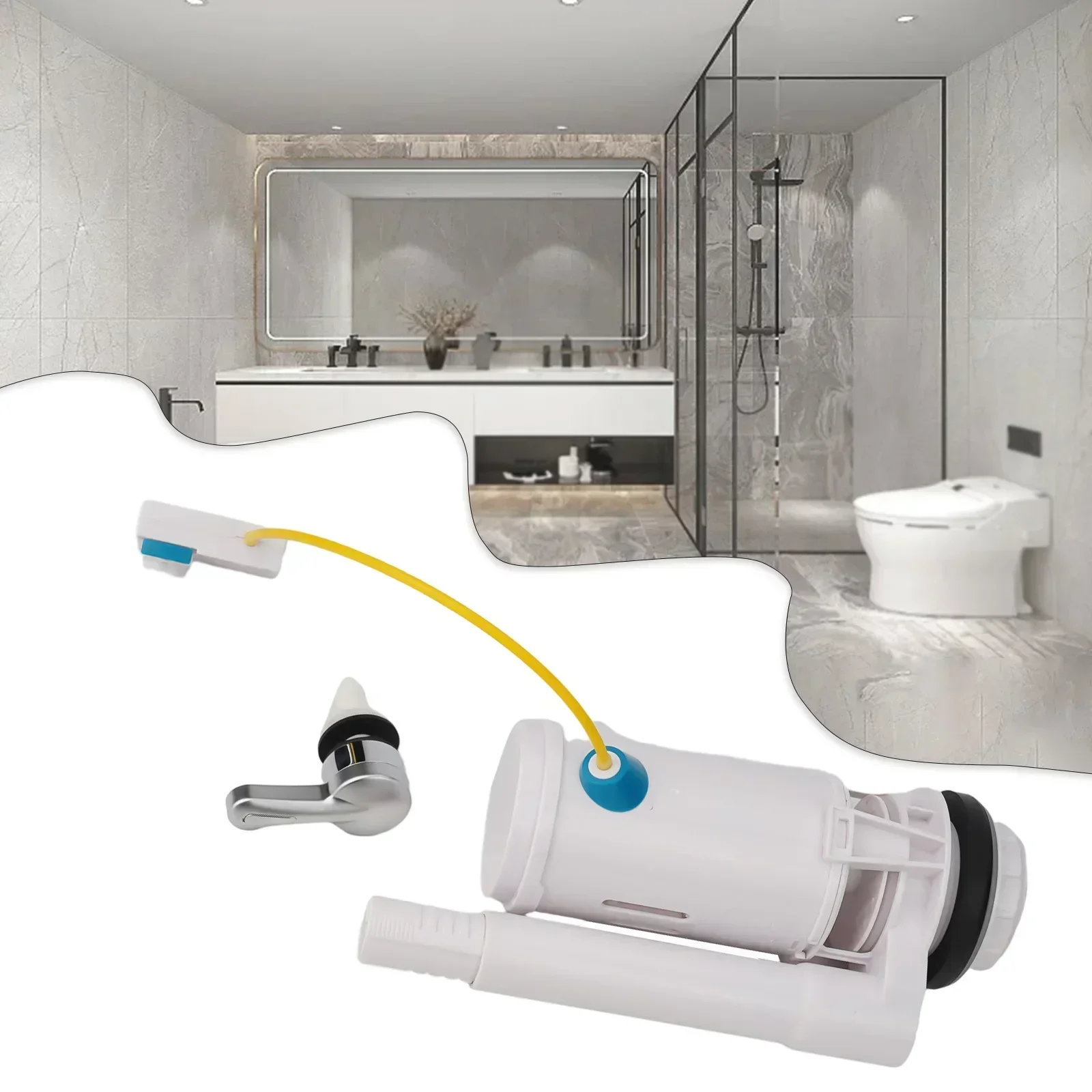 Toilet Cistern Flush Valve 2in Plastic Overflow Lever Operated Dual Flush Toilet Tank White Dual Water-saving Valve