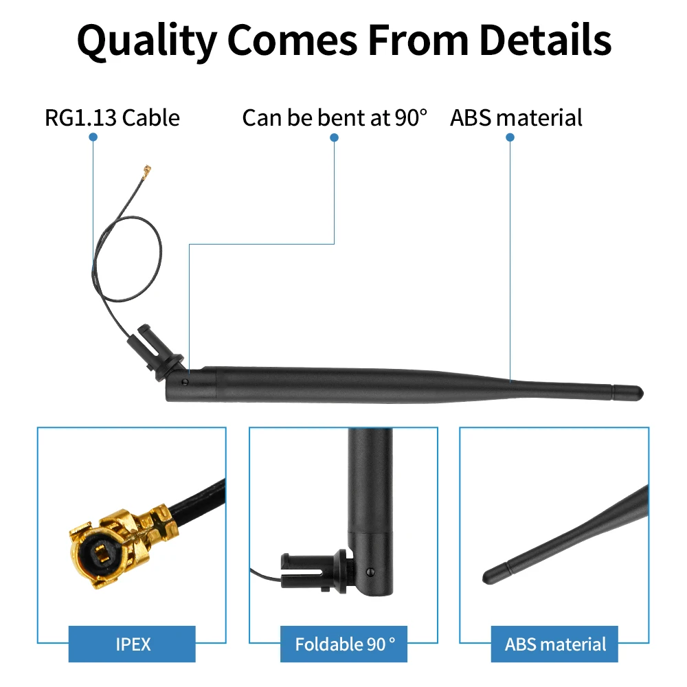 2.4GHz WiFi 안테나 6dBi I-P-E-X-1 커넥터 Pci Iot 카드 용 공중 2.4G 안테나 USB 무선 라우터 Wifi 증폭기