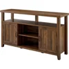 Walker Edison Kent Modern Rustic Grooved Door Tall Stand for TVs up to 65 Inches, 58 Inch, Dark Walnut 4