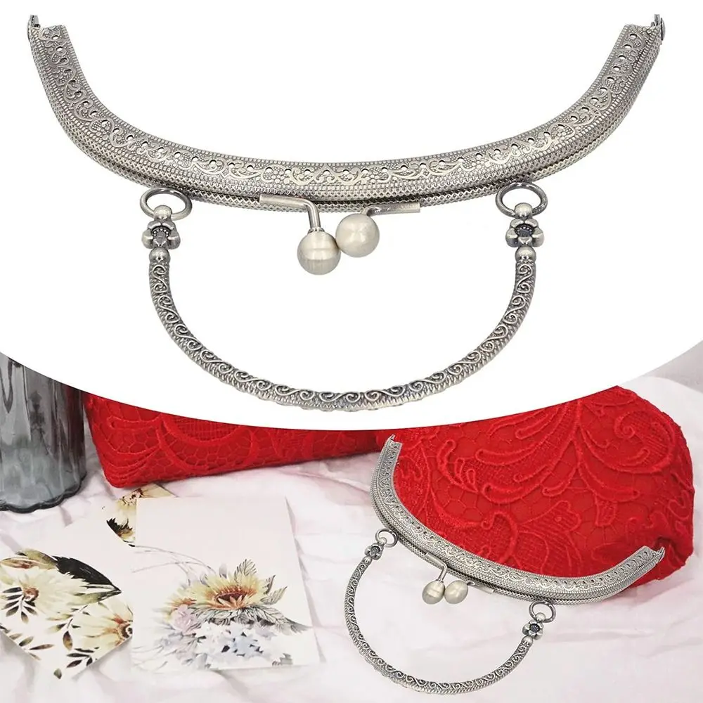 Purse Clasp Frame Bag Kiss Clasp Lock Vintage Metal Purse Frame for DIY Craft Purse Bag Making