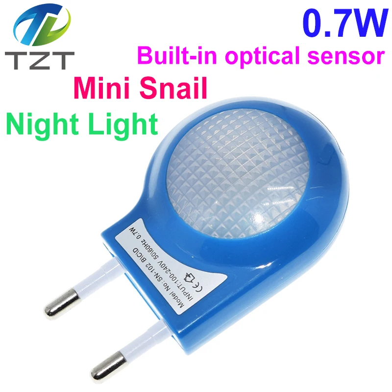 LED Night Light DIYTZT Mini Led Snail Night Light Auto Night Lamp Built-in Light Sensor Control Wall Lamp For Baby Kids Bedroom EU Plug led night light,light sensor module
