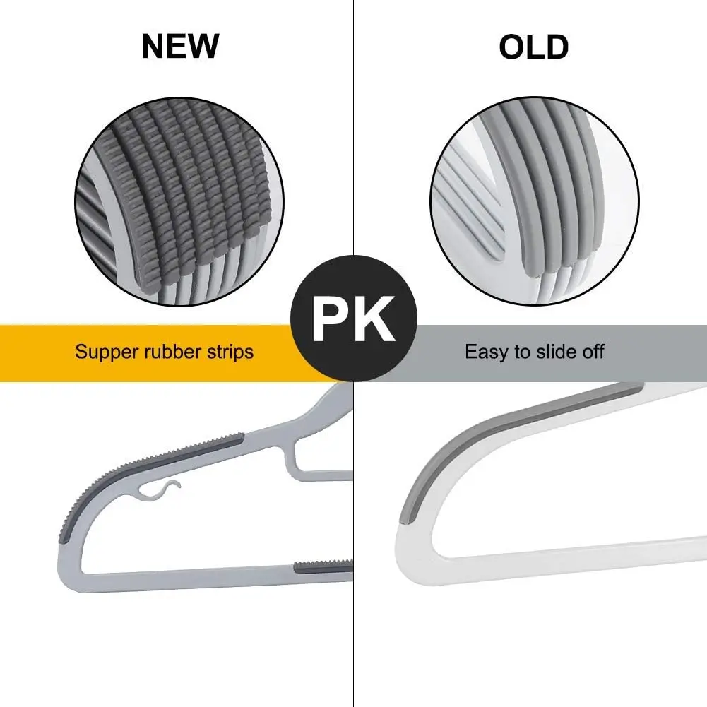 Hangers 50/30/20/10/1pack Space Saving Coat Hanger Upgraded Rubber Stripe Non-Slip Pants Hangers 360° Swivel Hook Clothes 5