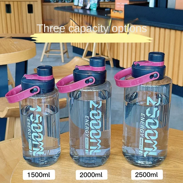 1.5/2L Large Capacity Plastic Water Bottle Outdoor drinkware And Sports Belt Handle Summer Water Bottle Camping 2