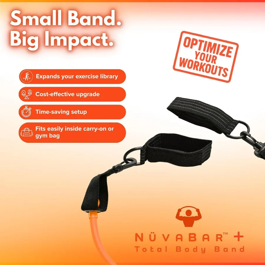 NüvaBar Portable Resistance Band Bar System – Full Body Workout Equipment for Home, Gym, Travel – Optional Total Body Band & Ext