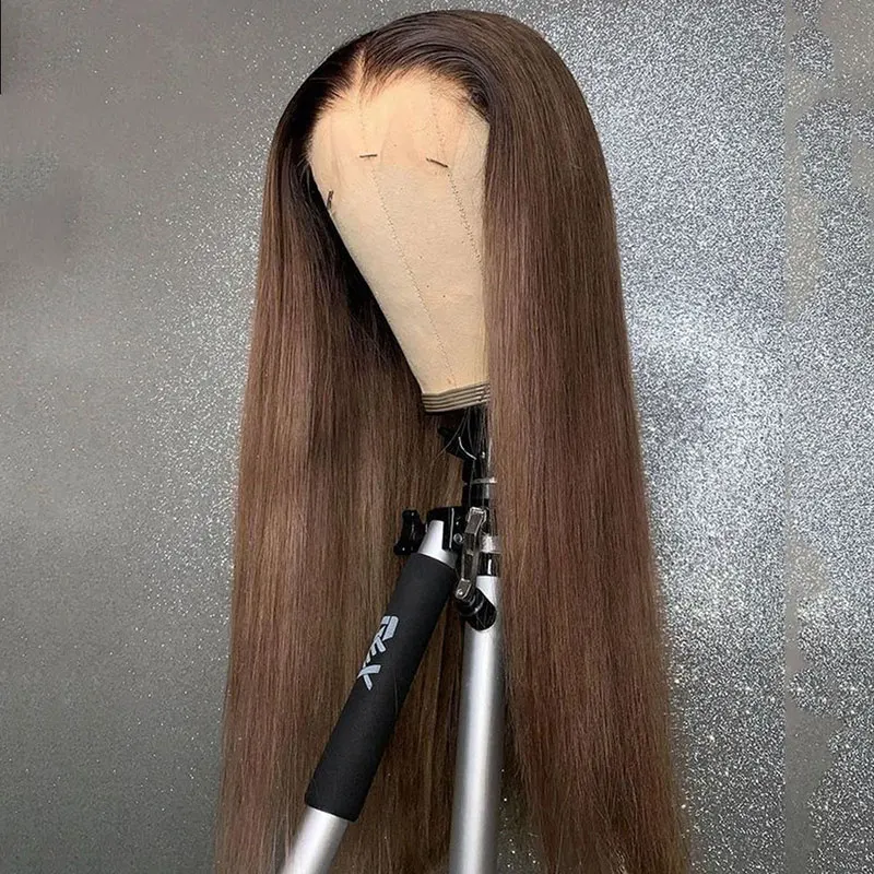 

Dark Brown Straight Synthetic 13X4 Lace Front Wigs Glueless High Quality Heat Resistant Fiber Natural Hairline For Black Women