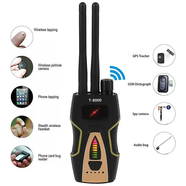PEGATAH Anti Candid Camera Detector Dual Antenna RF Signal Detect GSM Audio Finder GPS Tracker Scan Detector Anti-spy Bug T-8000 2