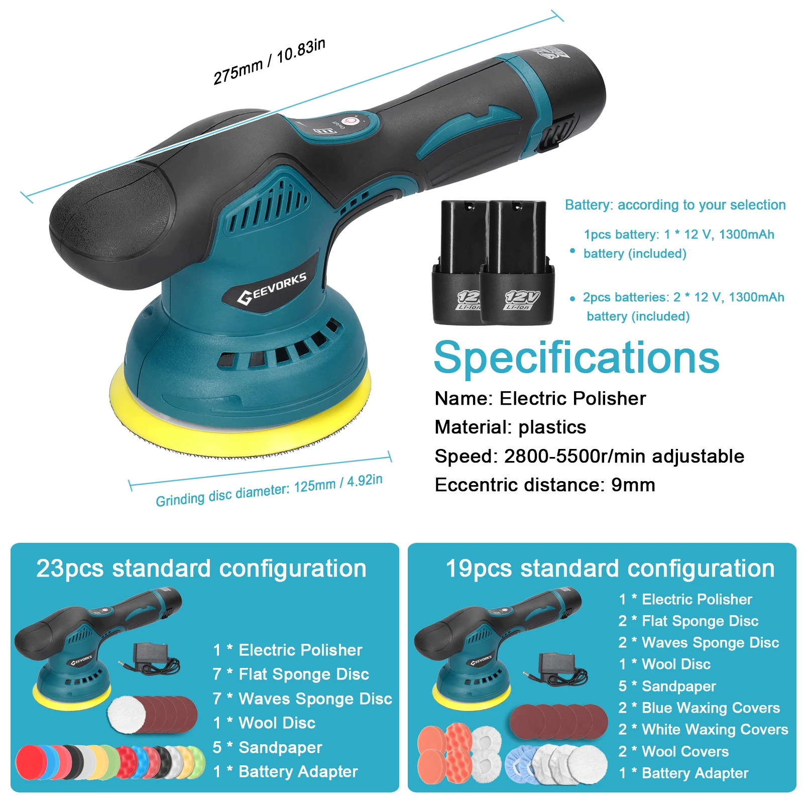 Cordless Eccentric Car Polisher 8 Gears of Speed Adjustable Electric Auto Polishing Machine Waxing Grinding Rust Removal Machine 4