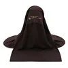 H225 Three Layers Chiffon Fabric Niqab Tie back Face Mask Cover Muslim Hijab Scarf Headscarf Turban Cap Bonnet 4