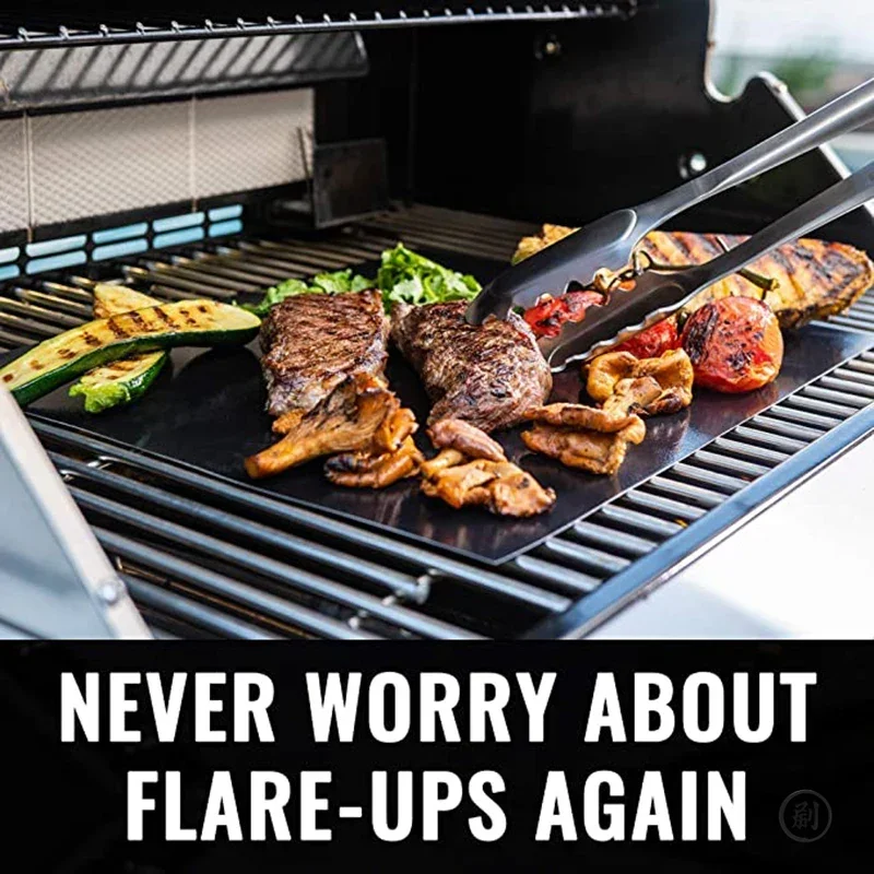 Non-stick BBQ Grill Mat Baking Mat Cooking Grilling Sheet Heat Resistance Cleaned Kitchen BBQ Tools 60*40cm 1/5/10pcs