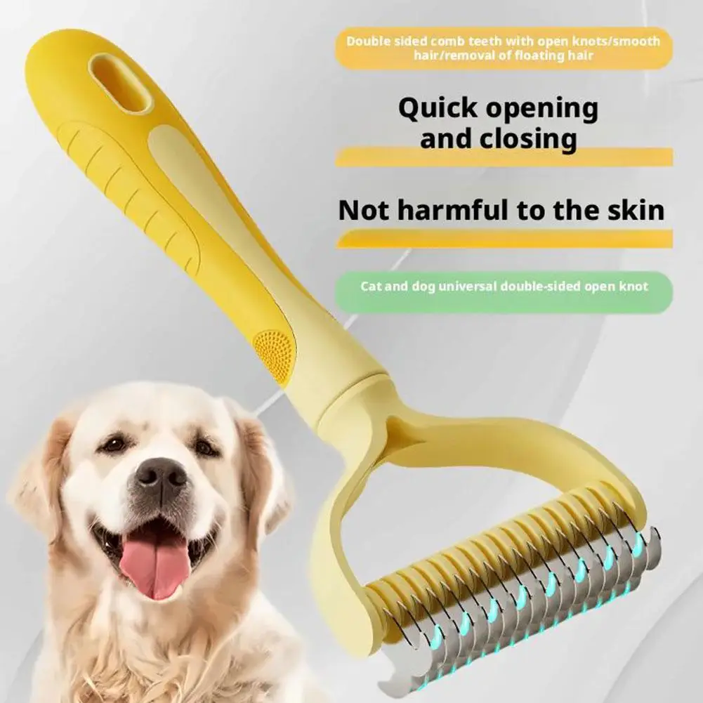 Cat Brush Cat Fur Knot Cutter Pets Hair Removal Comb Dog Grooming Shedding Tools Double-sided Knotting Comb For Pets