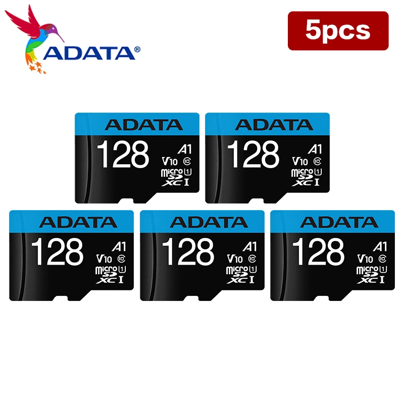 

Карта памяти Microsd ADATA 5 шт., V10 класс 10, 64 гб, 128 гб, 32 гб, карта Micro SD, карта памяти A1, TF-карта для телефона
