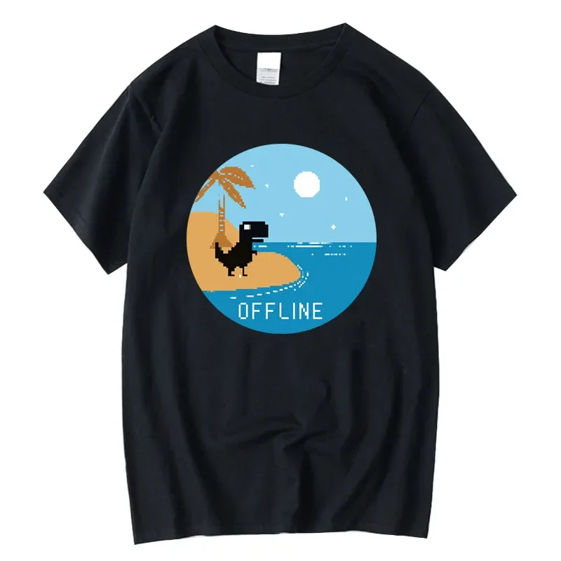 

XINYI Men's T-shirt 100% Cotton Funny Game Dinosaur Print Graphic T Shirts Cool T Shirt for Men Short Sleeve T-shirt Male Tops