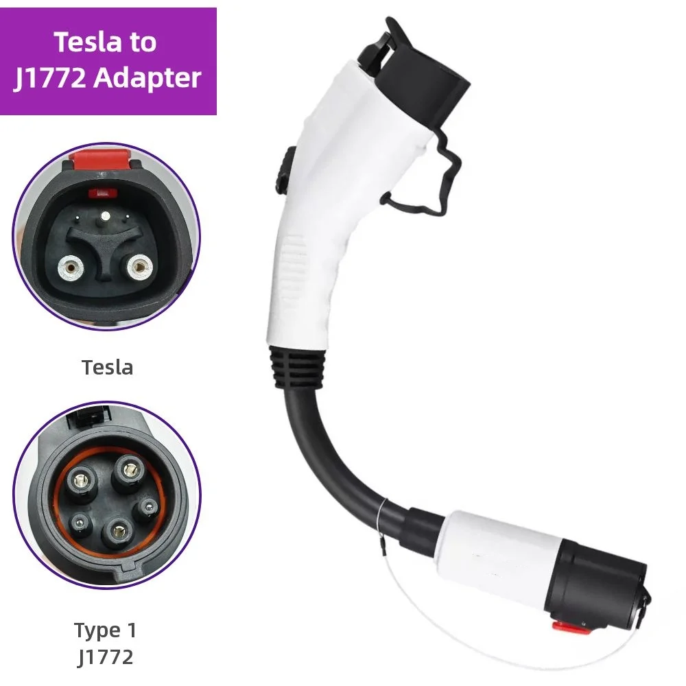 

EV Adapter Tesla to J1772 Type 1 Adaptor EVSE Charger Connector Max 40A & 250V Use for Type1 SAE J1772 Standard With 0.5M Cable