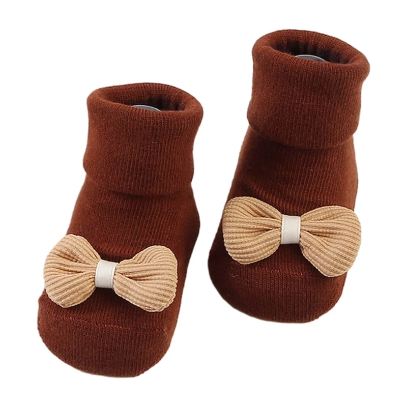 

Baby Socks NonSlip Rubber Soles Socks Breathable Bowknot Socks First Walkers Shoes Infant First Walking Socks for Spring