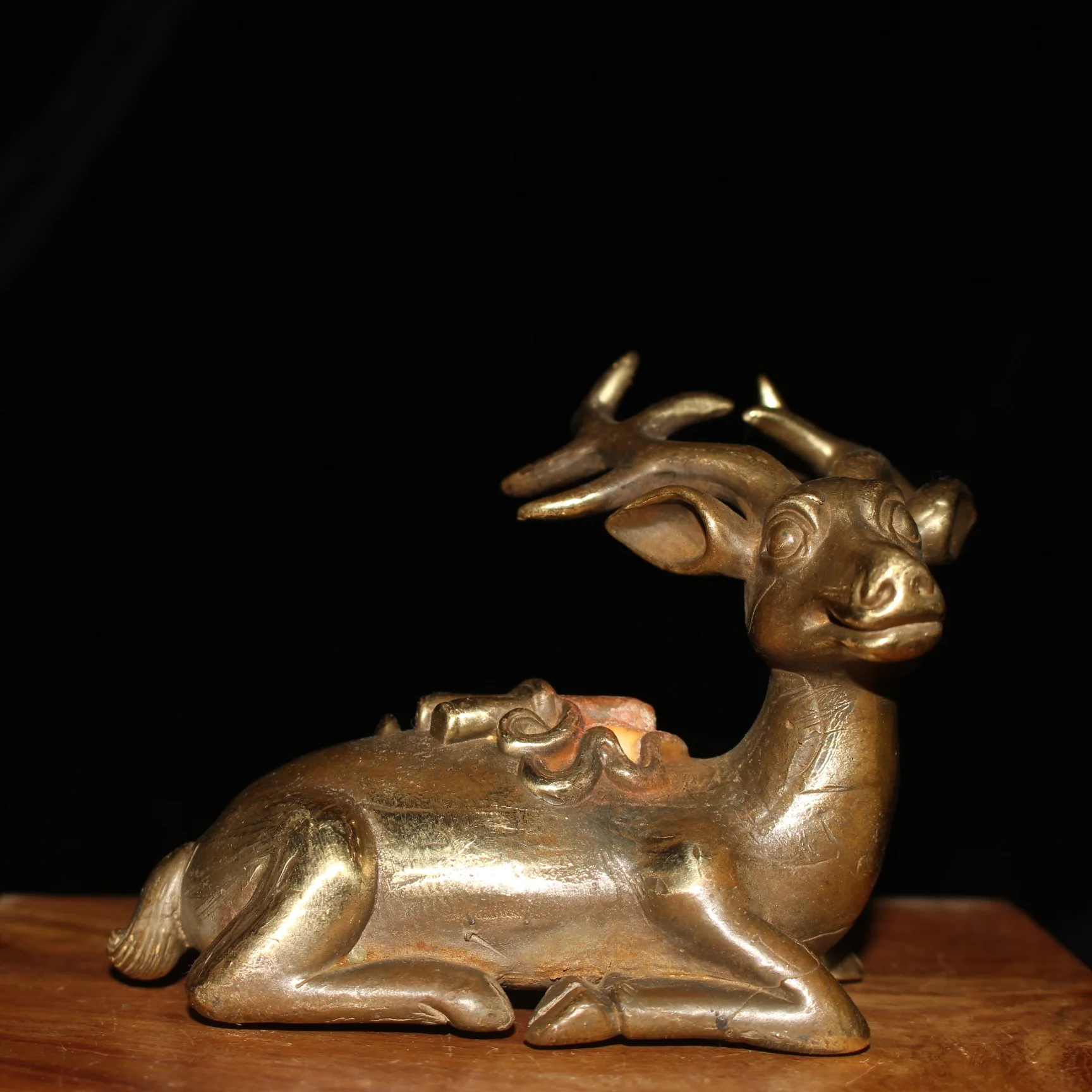 

Exquisite Antique Pure Copper Solid Sika Deer Pen Stand Ornament