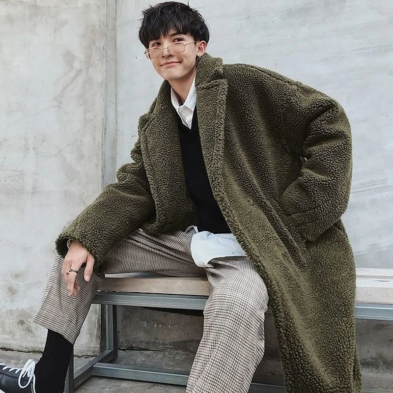 Lambwoolbigthickenedlongcoatmenswinterparticlelargesize