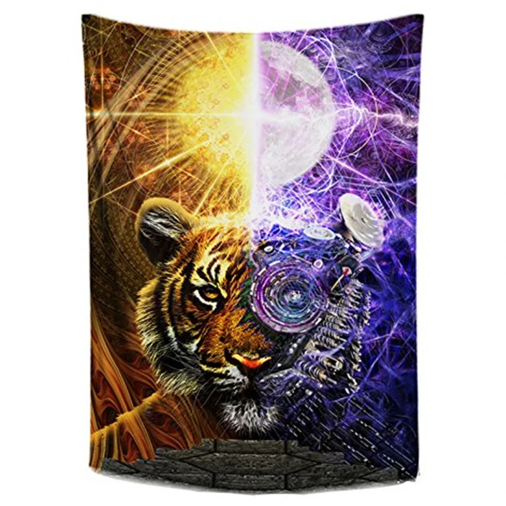 

Sun and Moon Tiger Tapestry, Surreal Trippy Art Wall Hanging for Bedroom Living Room Dorm,Wall Hanging Home Decor Tapestries