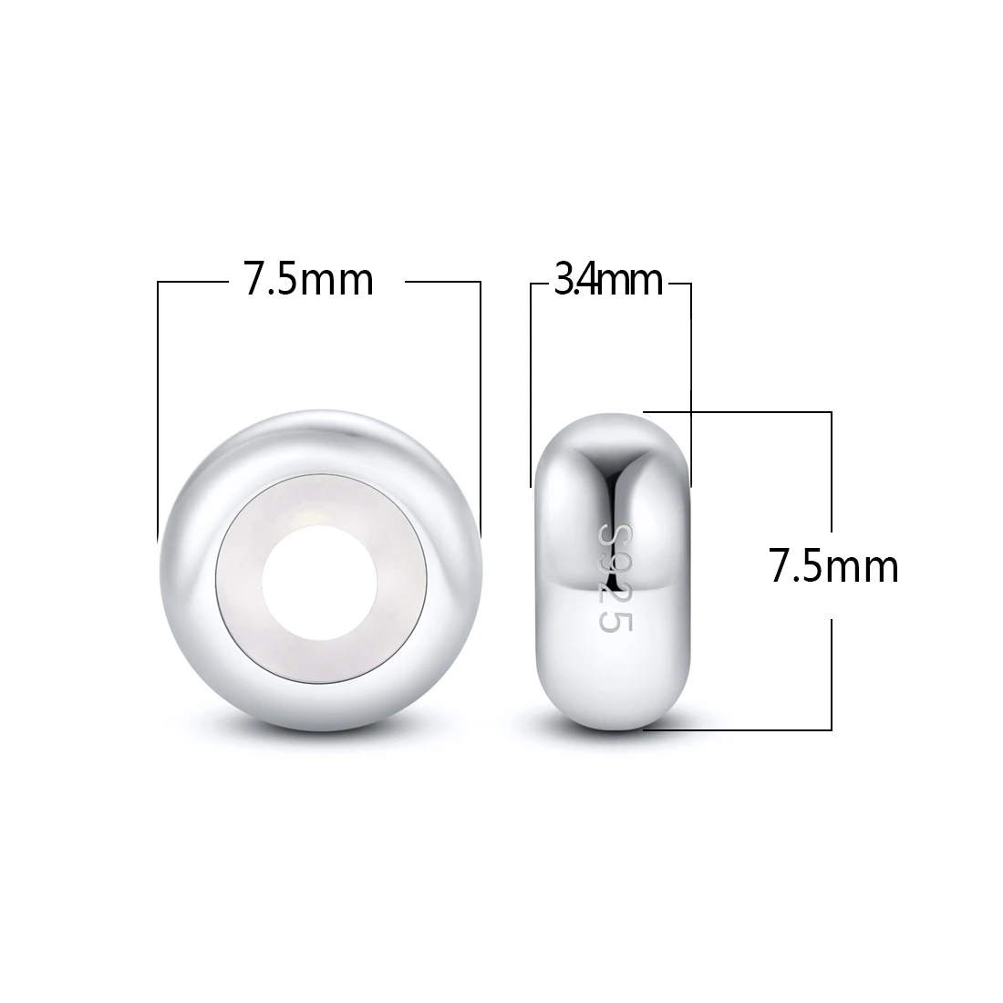 2pcs 925 Silver Spacer Beads Silicone Stoppers 4 Colors Silver Bead Rubber Stoppers DIY Necklace Bracelet Jewelry Making Beads 6