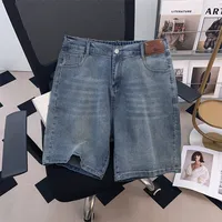 150Kg Plus Size Women's Hip 150 Summer High-Waist Five-Point Denim Shorts Loose Wide Leg Pants Blue 4XL 5XL 6XL 7XL 8XL 9XL