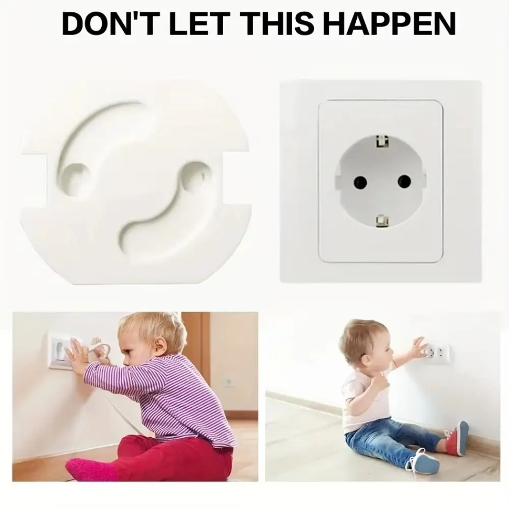 New Plastic Electric Outlet Cover White Two Phase Plug Protection Safe Lock Cover Unisex Safety