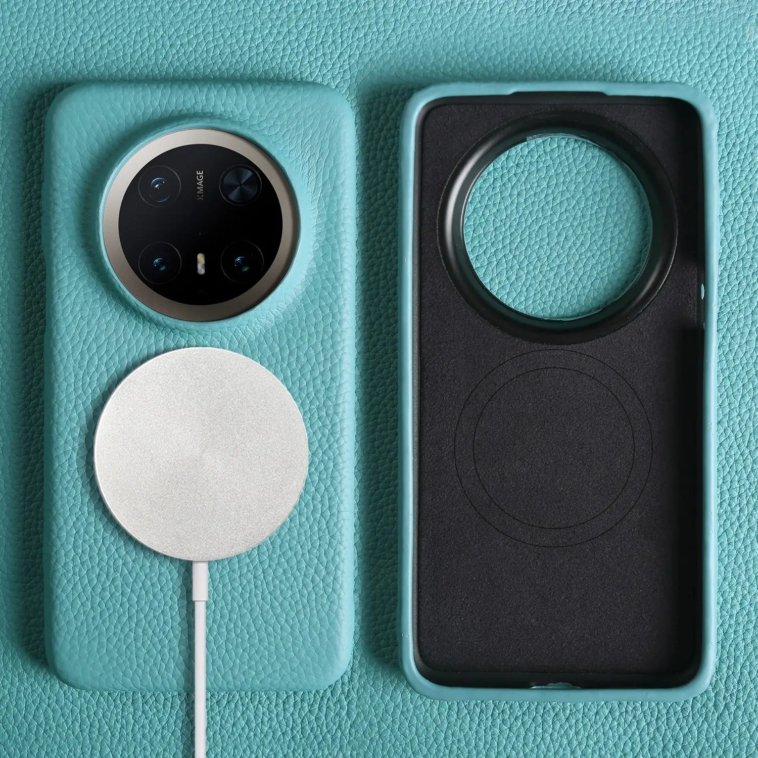 Magnetic Luxury Genuine Leather Wireless Charging Shockproof Case