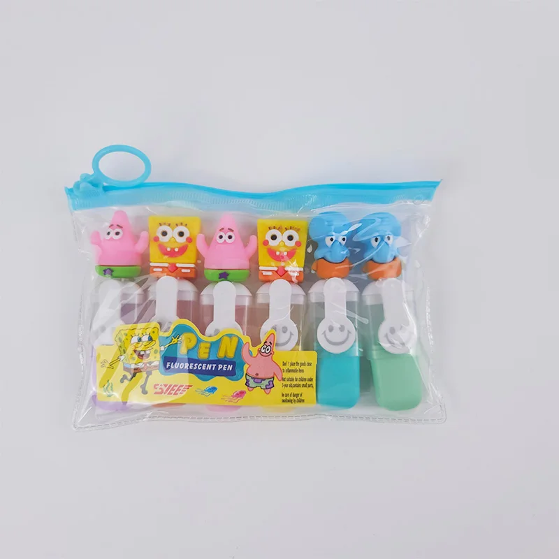 6 PCS Cute Cartons Characters Mini Children 6 Fluorescent Macaroon Colors Office School Art Use Highlighter highlighter pen marker pen highlighter marker art marker