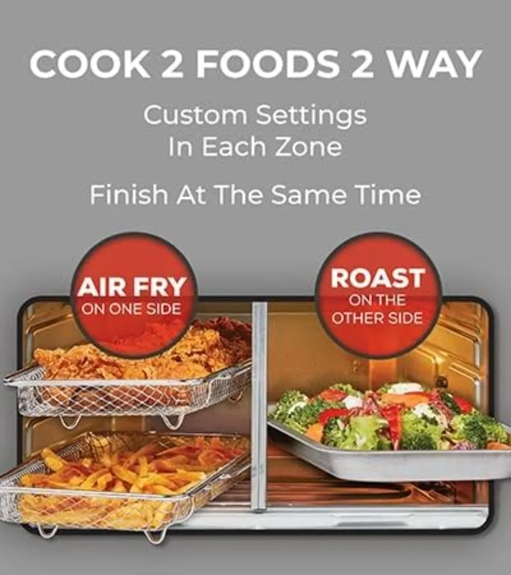 Emeril Lagasse Dual Zone 360 Air Fryer Oven Combo with French Door, 25 QT Extra Large Cook Two Foods in Different Ways 5