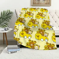 Cartoon Cute R-Rilakkuma-s Bear Blanket Plush Nap Sofa rug for Living Room Warm Office Bedroom Birthday Home Travel Kid Gifts 1