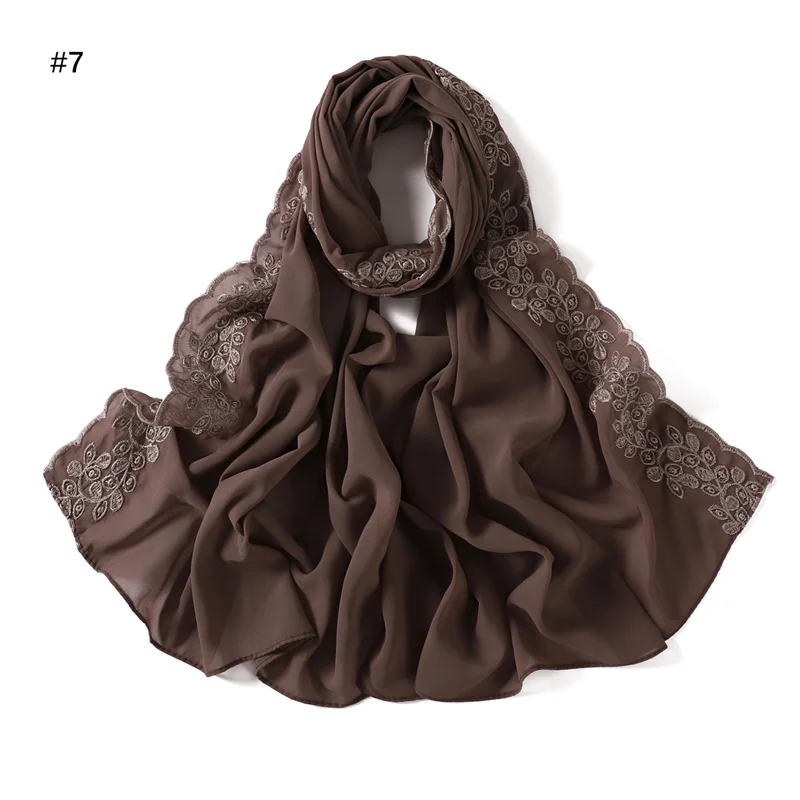 Mode Spitze Stich Blumen Blase Chiffon Hijab Ramadan Strand Abdeckung Schals Frauen Sonnenschutz Kopftuch Outdoor wind dichte Kopf wickel – Detail 16