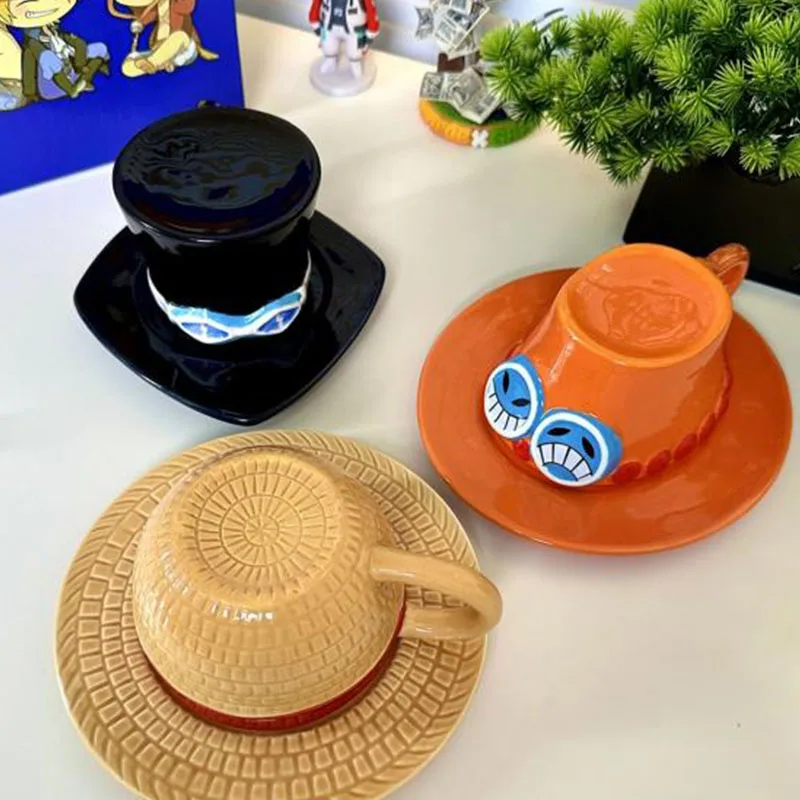 One Piece Tazza in ceramica con piatto di Luffy Ace Sabo - Animedavedere