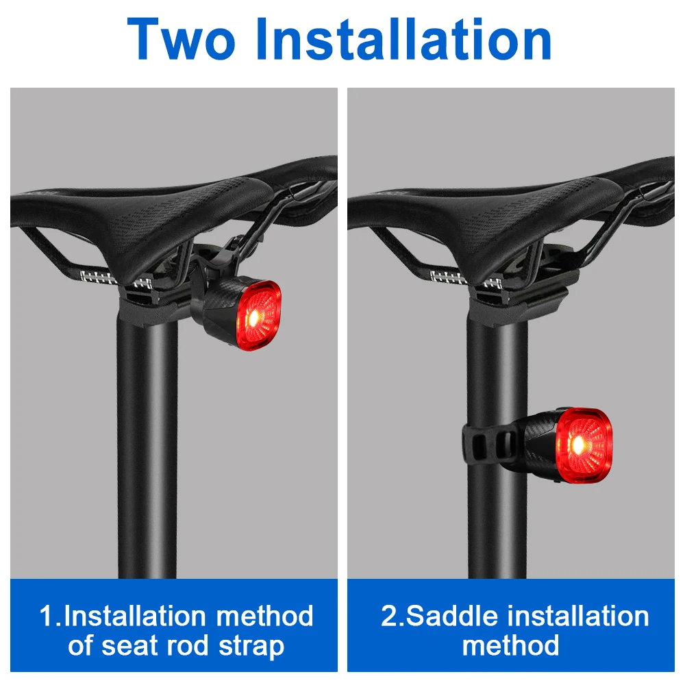 Bicycle taillight Camluxy Smart Bicycle Rear Light LED IPX6 Waterproof Bike Taillight Safety USB Rechargeable Brake Sensing Auto Stop Cycling Lamp