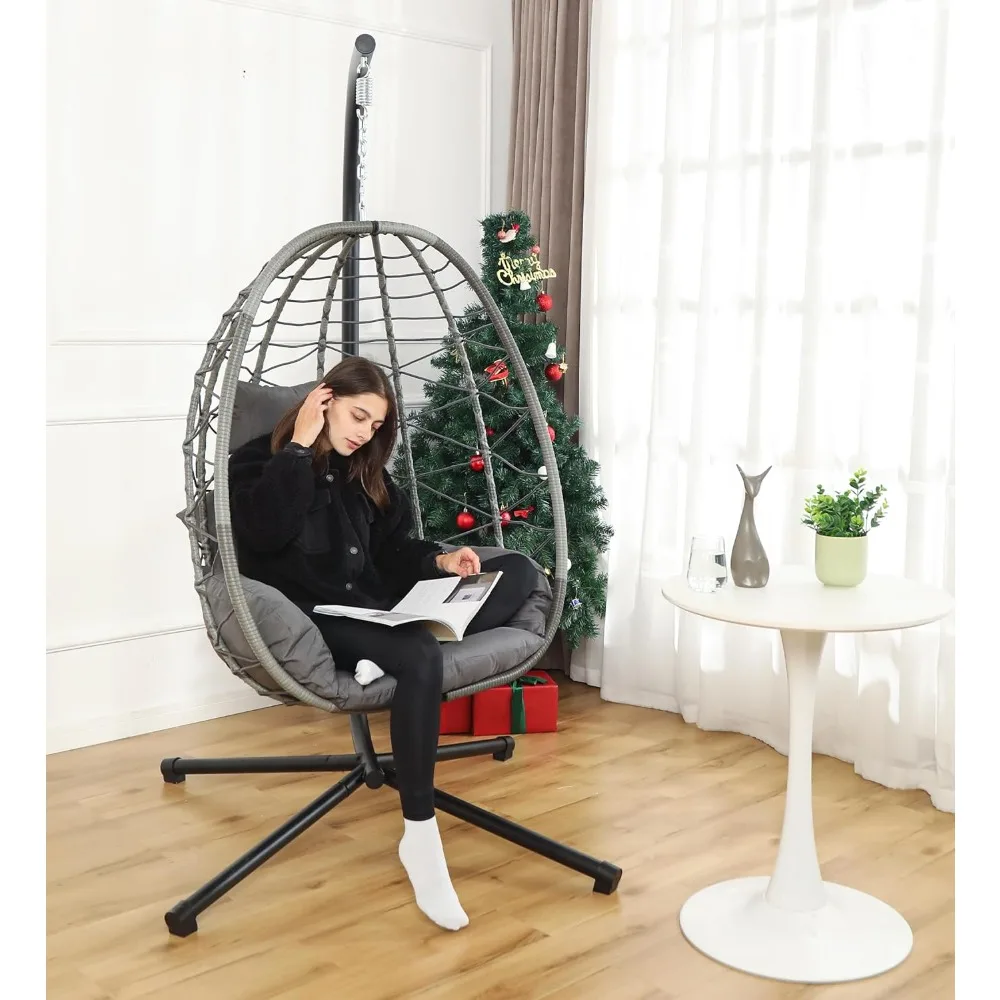 

Egg Chair with Stand, Hammock Hanging Chair Nest Basket, UV Resistant Removable & Washable Cushions,350LBS Capacity Egg Chair