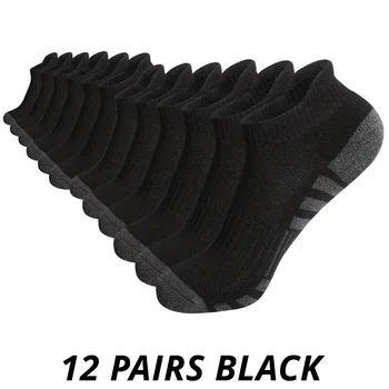 12 pares de meias masculinas de malha respirável, meias esportivas para levantamento de orelha, todas as estações, cor sólida, corte baixo, casual, meias curtas 1