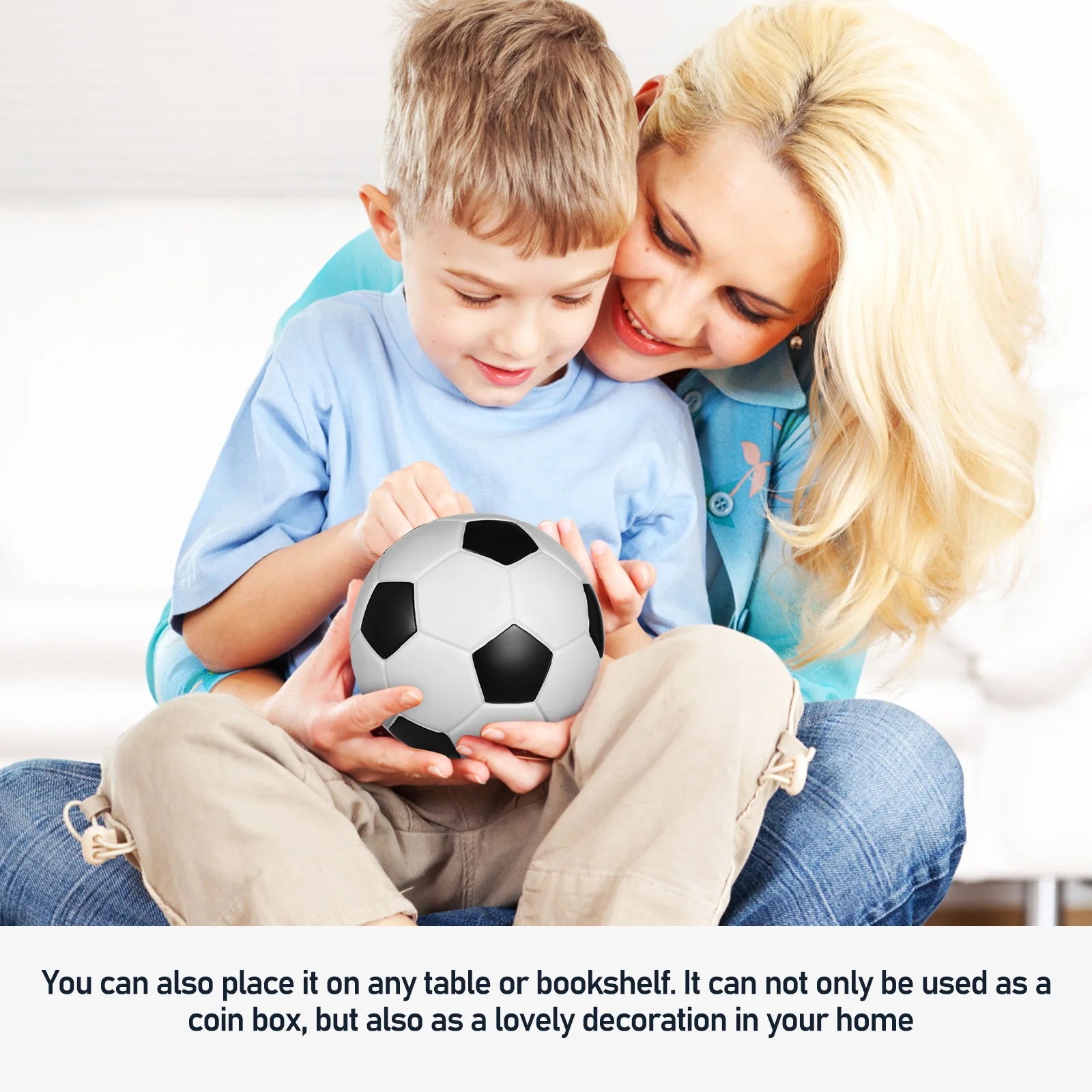 Football Coin Jar Piggy Bank Cash Soccer Decor For Boys Room Gifts Vinyl 3