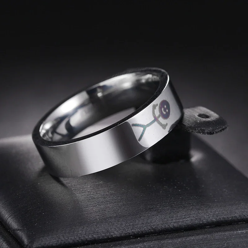 Stainless Steel Stickman Middle Finger Ring - Trendy Hip Hop Doodle Jewelry Gift