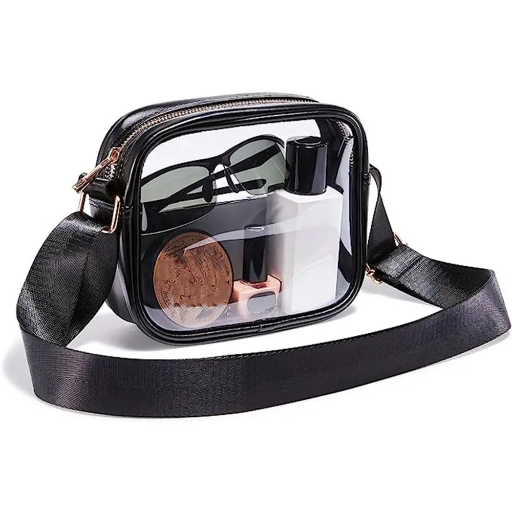 

Fashion Transparent Crossbody Bag Waterproof Square Box Women Shouder Bags Metal Connecting Ring Adjustable Strap Messenger Bag