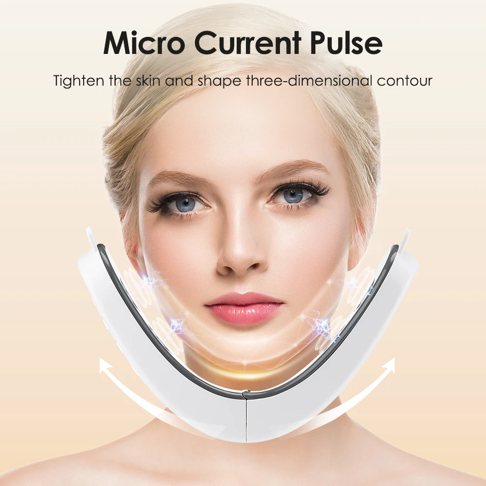Facial Massager Face Slimming Massager Face Slimming Strap Microcurrent V-face Face Lift Device with Voice 5Modes Skin Rejuvenation Double Chin V Face Massager Slimming Massager