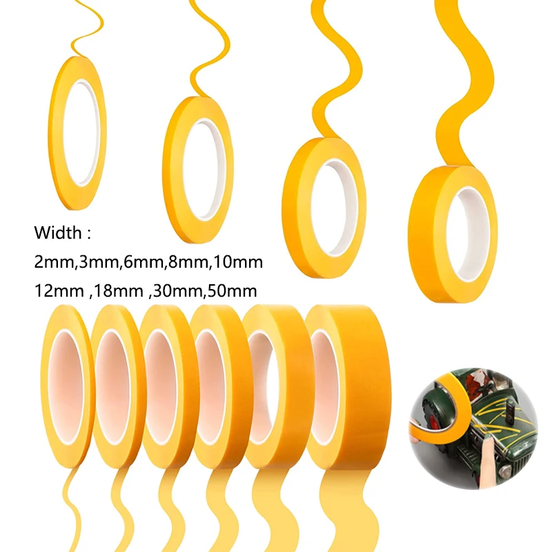 

1pcs 2-50mm Yellow Masking Tape Adhesive Tape Textured Paper Car Paint Decoration Seamless Hand Tear Without Mark For Painting