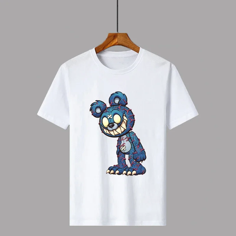 

Мужская Повседневная футболка с забавным принтом медведя, футболки в стиле ретро Y2k для мужчин, дизайнерские топы из 100% хлопка с короткими рукавами, женская одежда