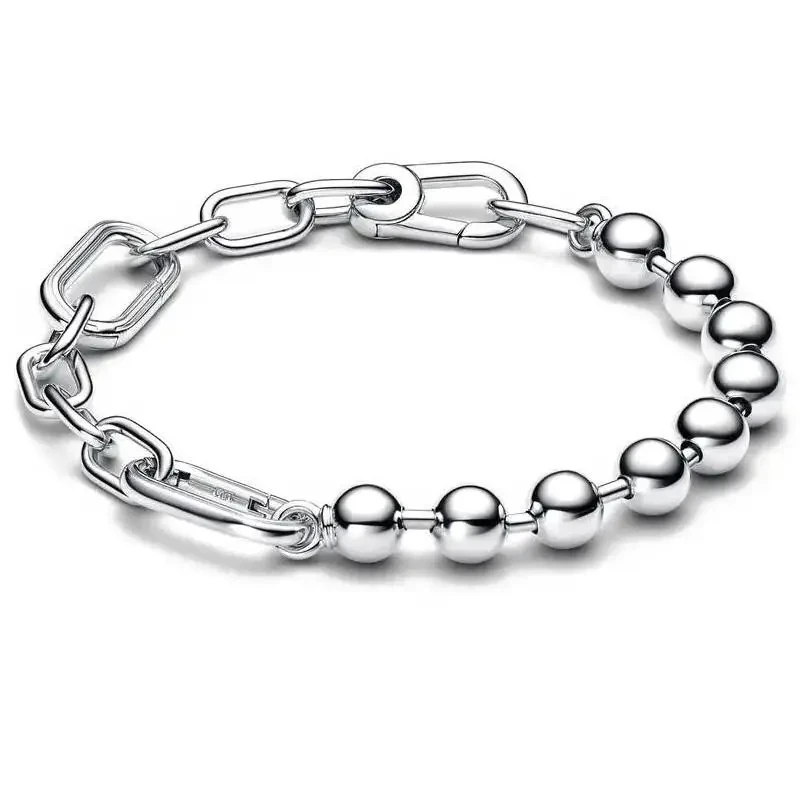 New High Quality Women's 100% 925 Silver Original Logo Strength Necklace ME Series Two tone Shining Solar Chain Bracelet