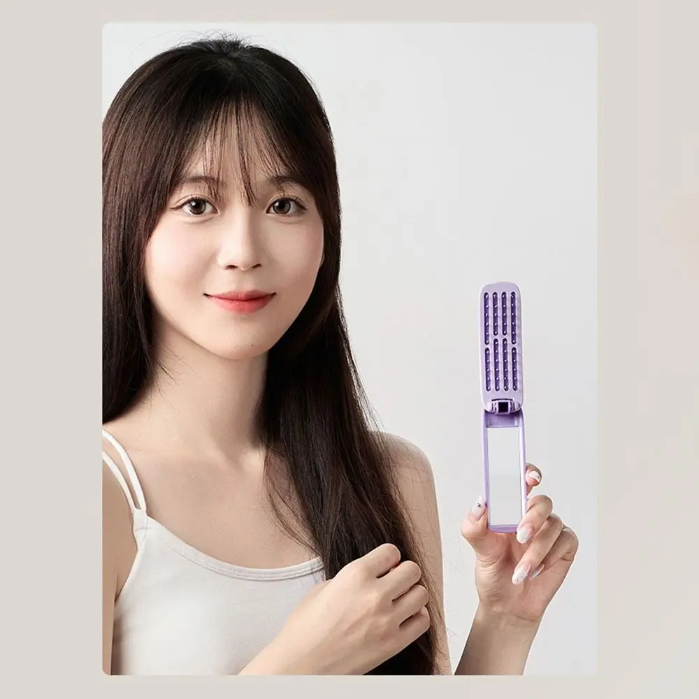 Gifts Self-cleaning Folding Pocket Mirror Comb with Mirror Portable Makeup Mirror Comb Hair Comb Essential for Travel