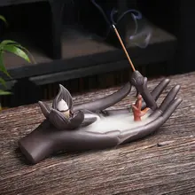 

Ceramic Incense Burner Backflow Hand Small Lotus Incense Burner Stick Holder Small Ornaments Incienso Quemador Zen Decor