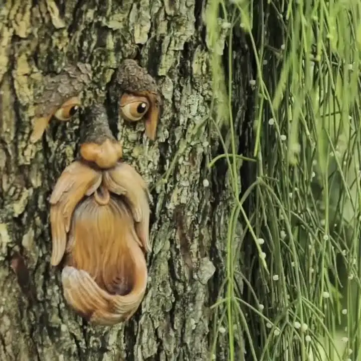 1 pezzo Mangiatoia per uccelli a forma di volto d'albero, mangiatoia